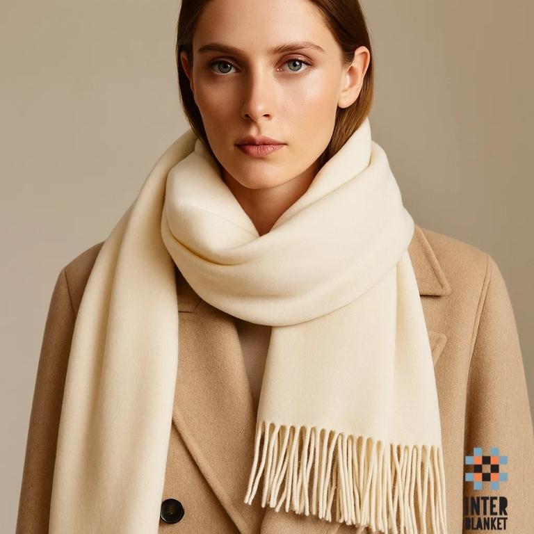Elegant Merino Wool Scarf In Cream: Pure Sophistication And Warmth