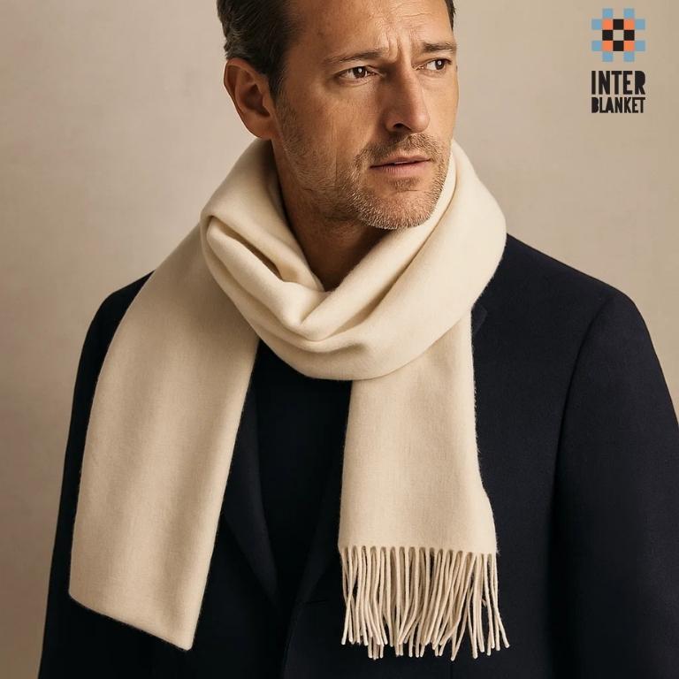 Elegant Merino Wool Scarf In Cream: Pure Sophistication And Warmth