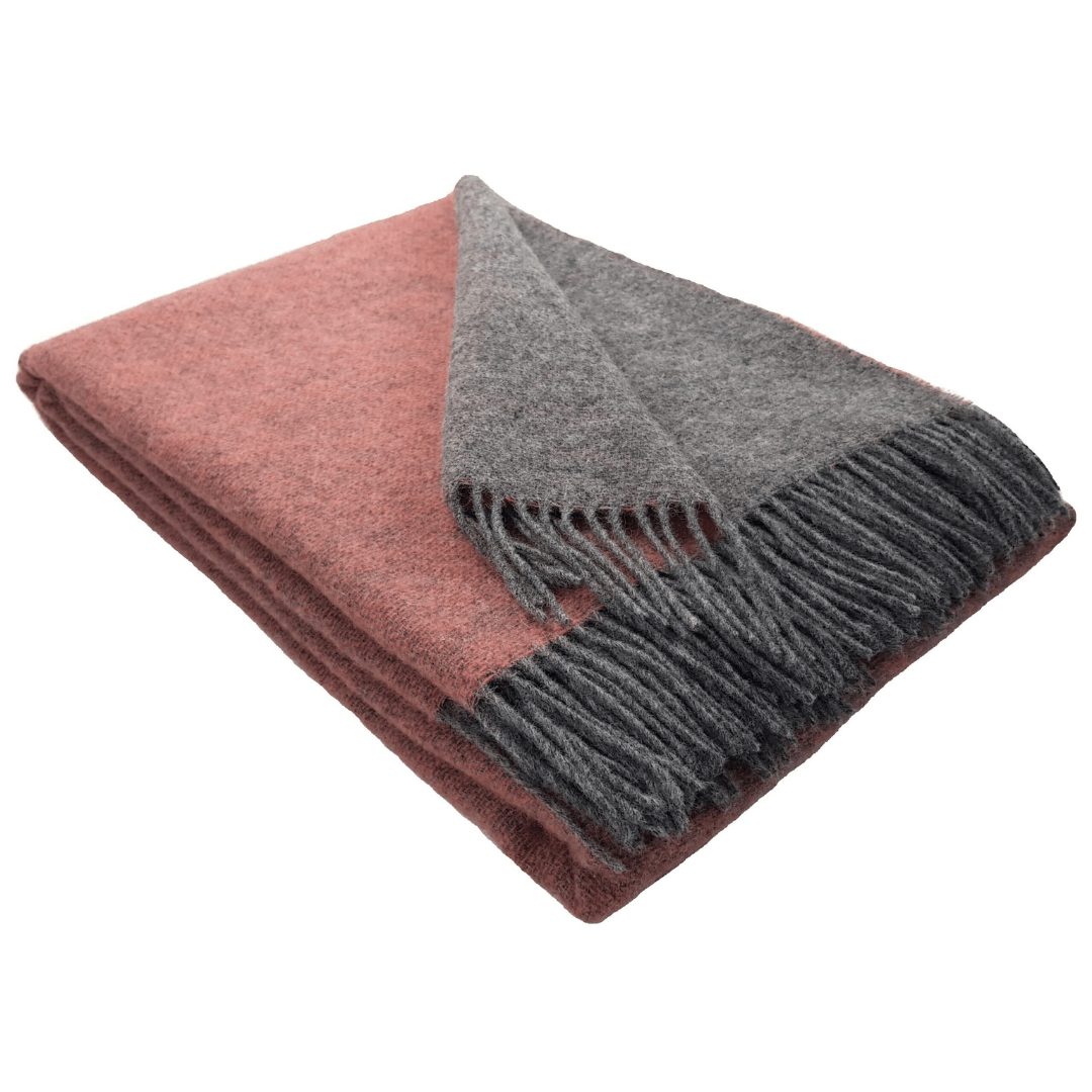 100% Wool Blanket: Two-Tone Sophistication In Rosewood And Charcoal