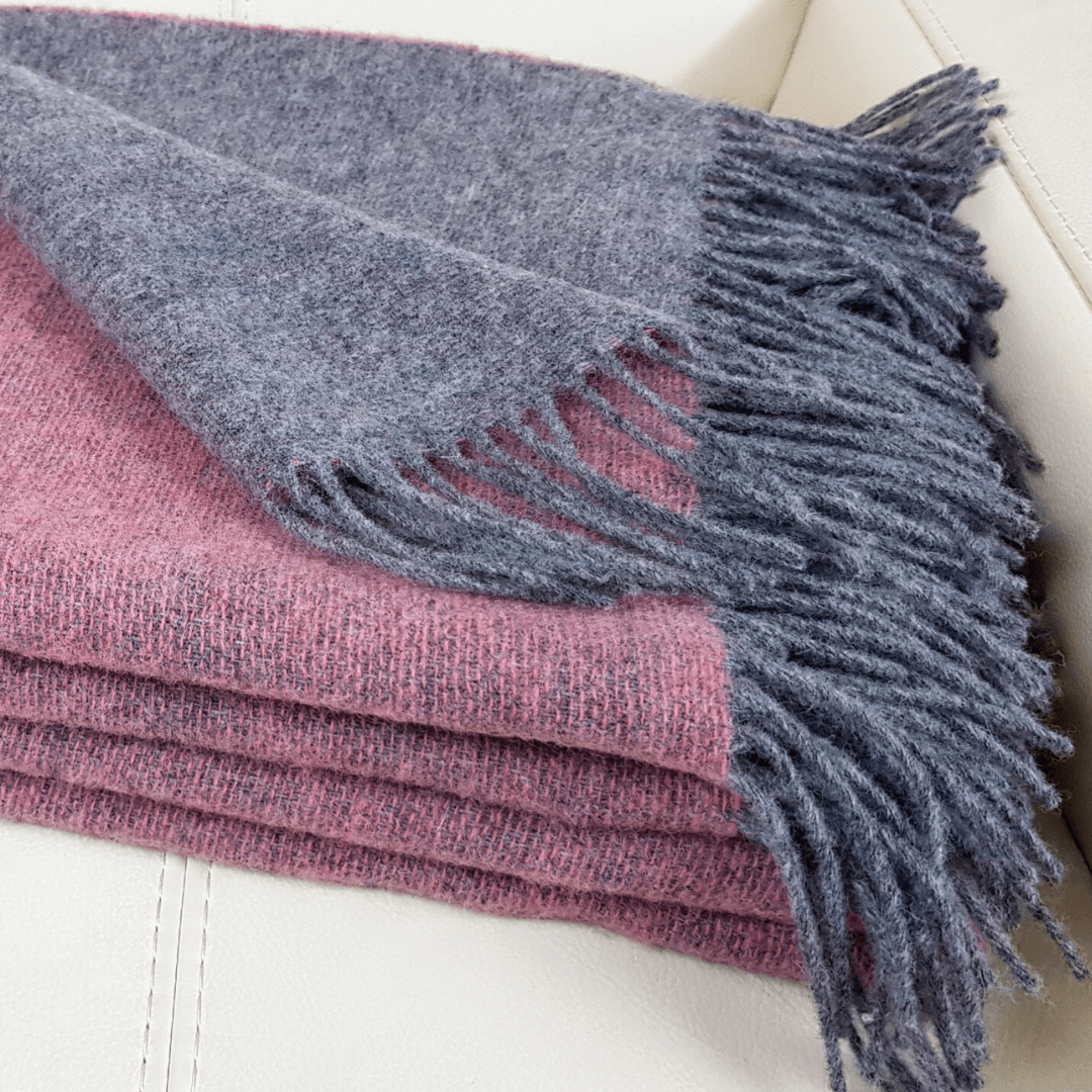 100% Wool Blanket: Two-Tone Sophistication In Rosewood And Charcoal