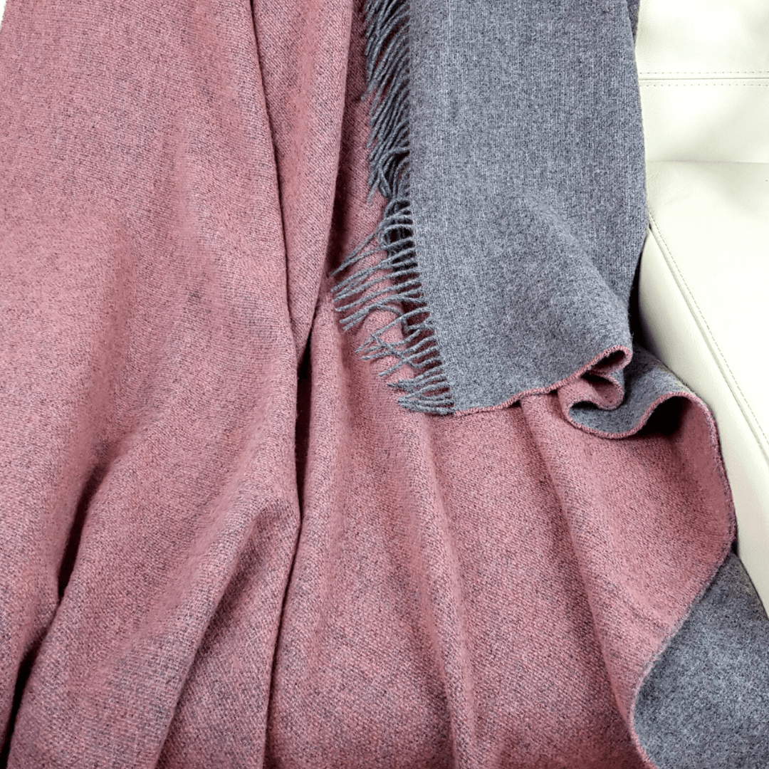 100% Wool Blanket: Two-Tone Sophistication In Rosewood And Charcoal