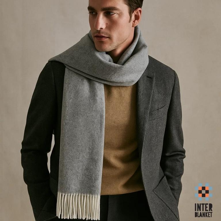 Wide Luxury Scarf: Cashmere And Merino Wool In Elegant Gray