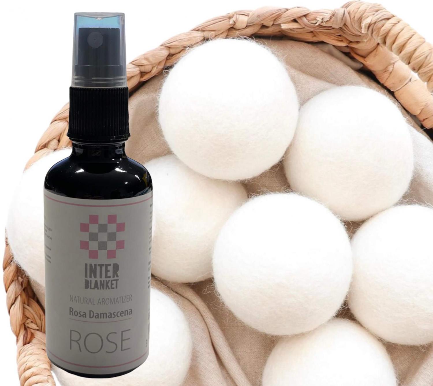 Вълнени Топки За Сушилня В Комплект Натурален Ароматизатор Роза