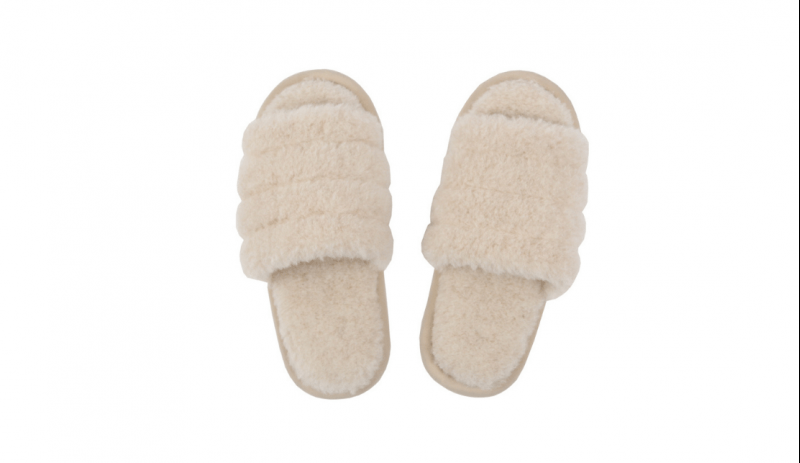 Wool Slippers With Open Toe – Ecru