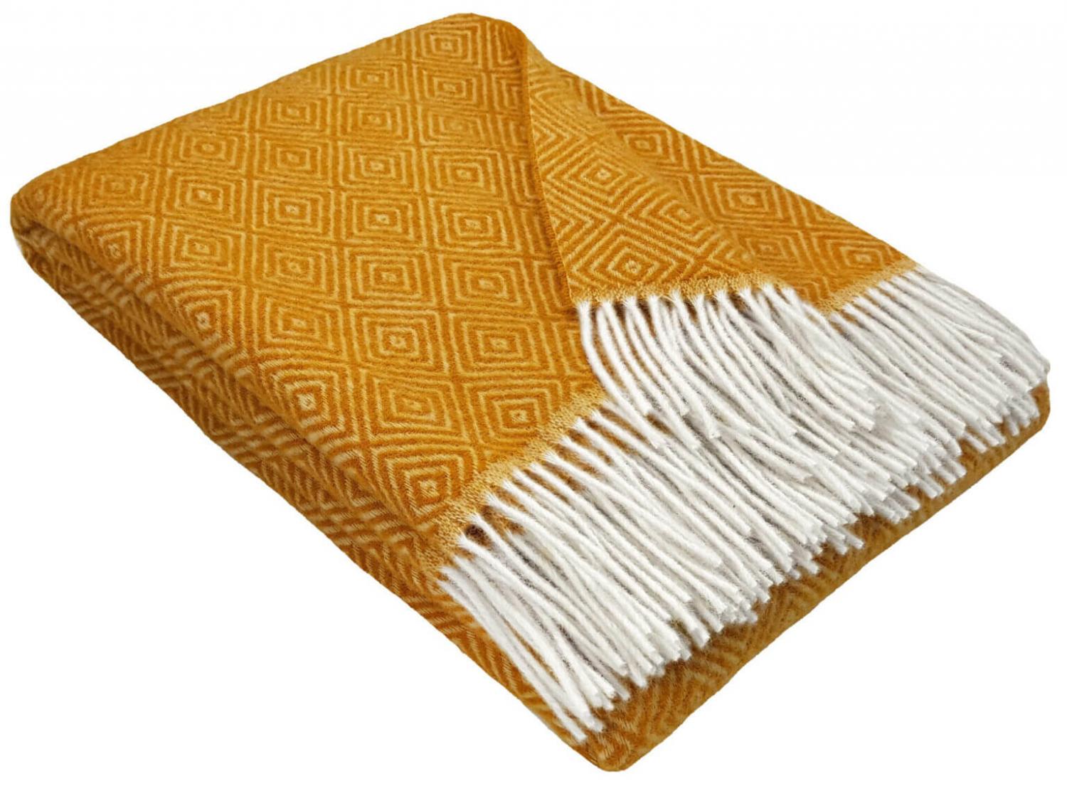Вълнено Одеяло „Диамант“ В Цвят Горчица – Топлина И Стил За Вашия Дом