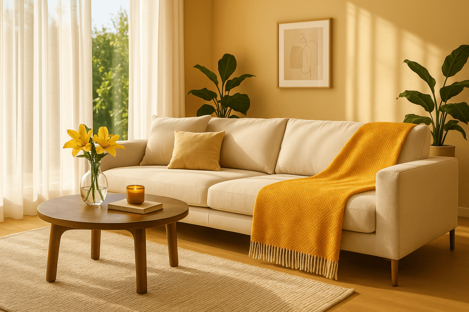 Вълнено Одеяло „Диамант“ В Цвят Горчица – Топлина И Стил За Вашия Дом