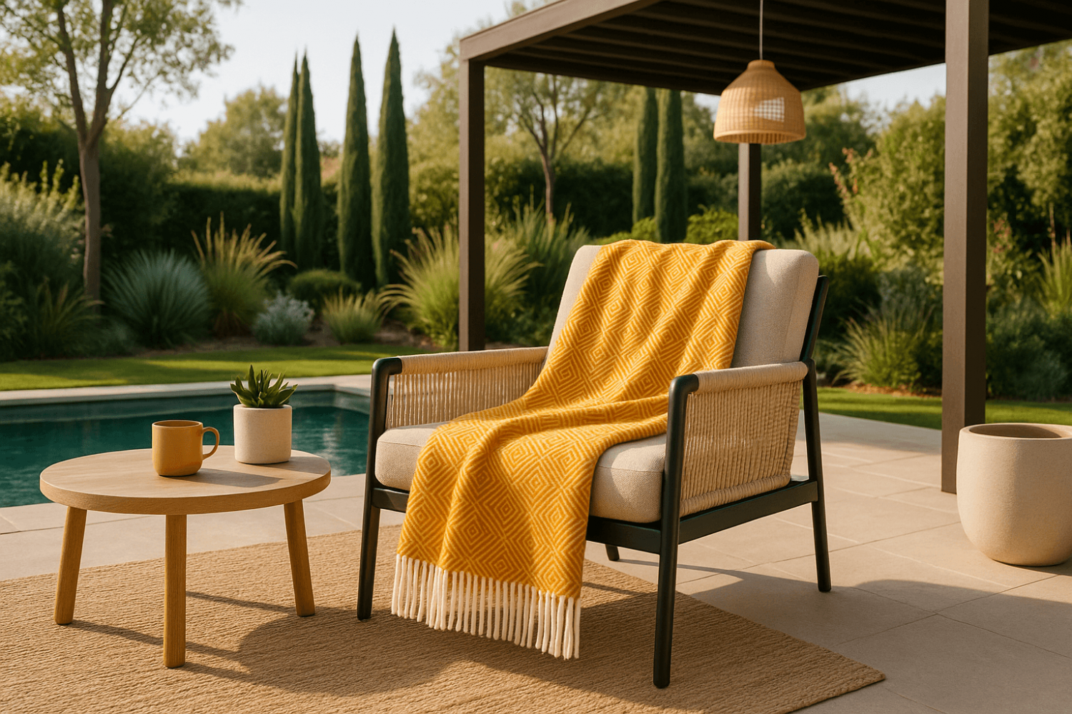 Вълнено Одеяло „Диамант“ В Цвят Горчица – Топлина И Стил За Вашия Дом