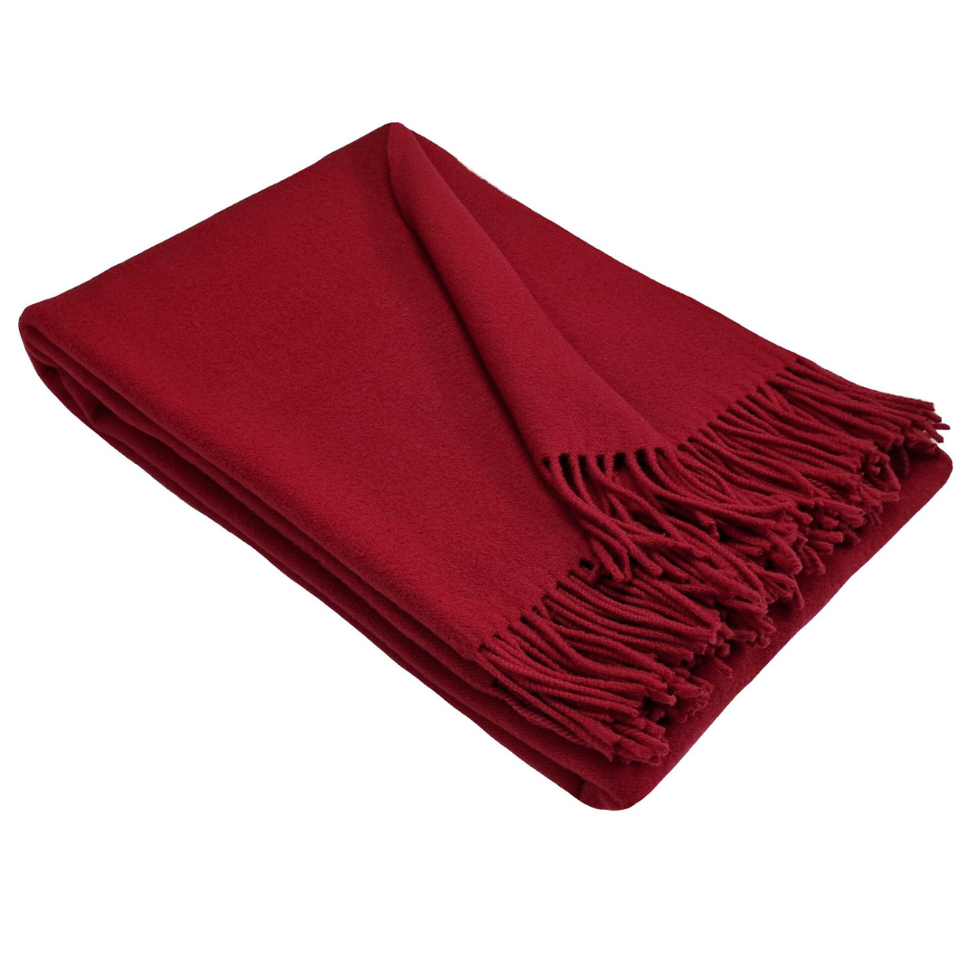 Luxurious 100% Merino Wool Blanket – Soft & Warm (140X200 Cm, Red Color)