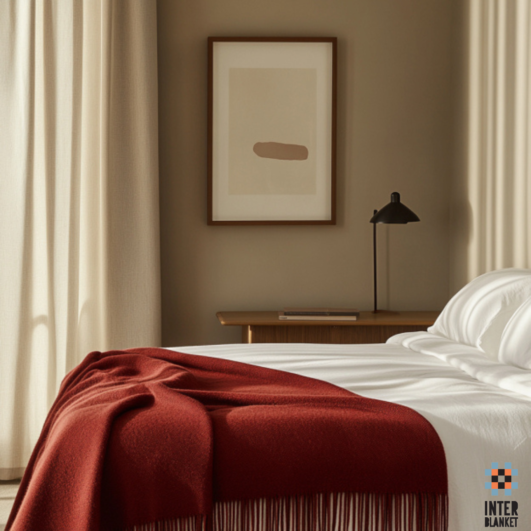 Luxurious 100% Merino Wool Blanket – Soft & Warm (140X200 Cm, Red Color)