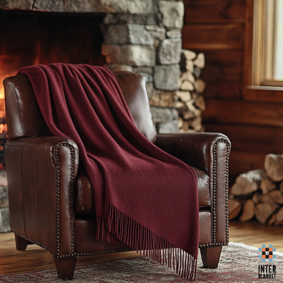 Luxurious 100% Merino Wool Blanket – Soft & Warm (140X200 Cm, Red Color)