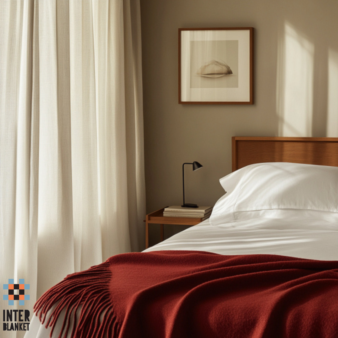 Luxurious 100% Merino Wool Blanket – Soft & Warm (140X200 Cm, Red Color)