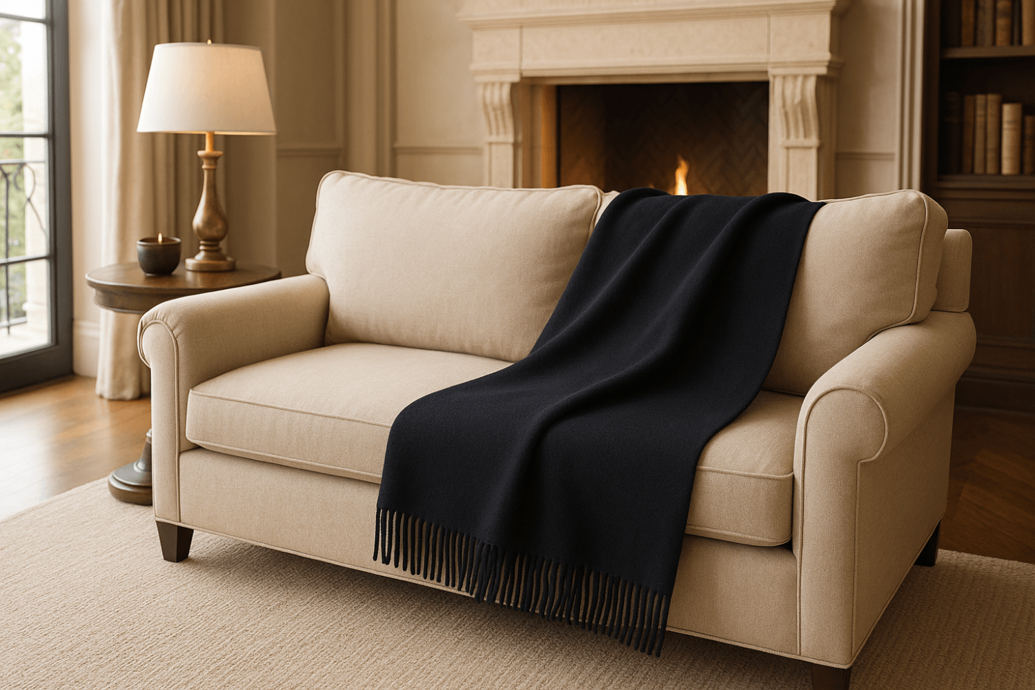 Луксозно Одеяло От 100% Мериносова Вълна, Черно, 150X200 См