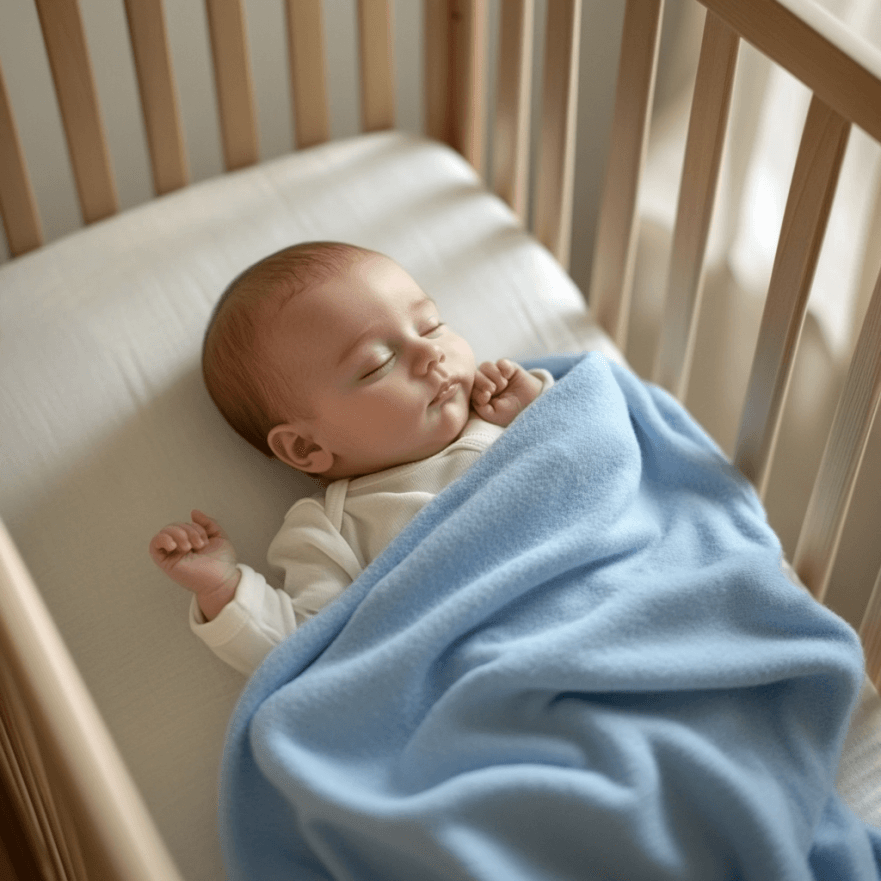 Първото Одеялце На Вашето Бебе – Мериносова Нежност В Небесносиньо (75X85)