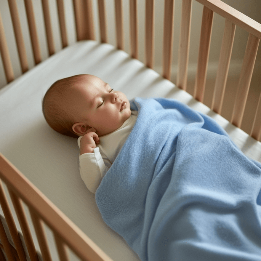 Първото Одеялце На Вашето Бебе – Мериносова Нежност В Небесносиньо (75X85)