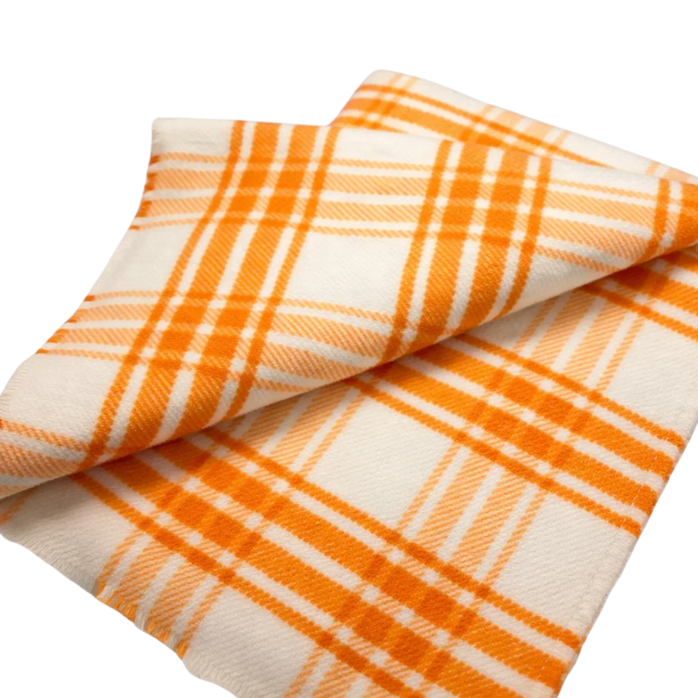 100% Памучно Одеяло 150X200 См – Бежово С Оранжев Десен, Меко И Дишащо