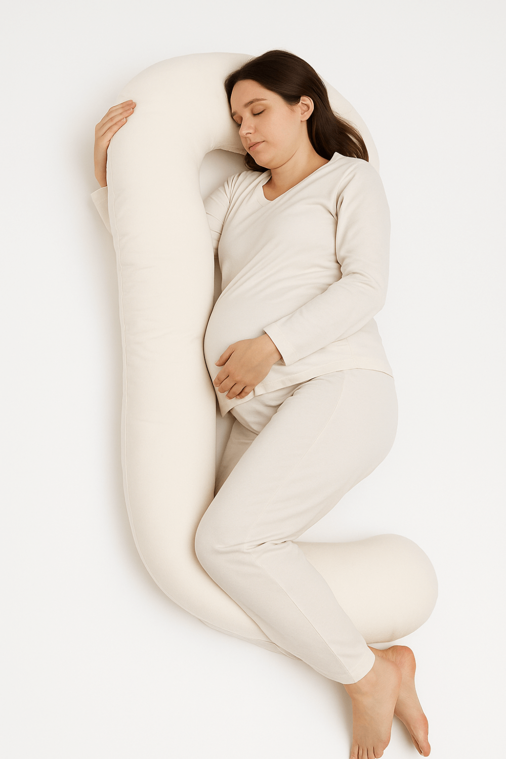 Вълнена C-Образна Възглавница За Бременни – 152.4 × 63.5 × 18 См, Ръчна Изработка За Пълен Комфорт