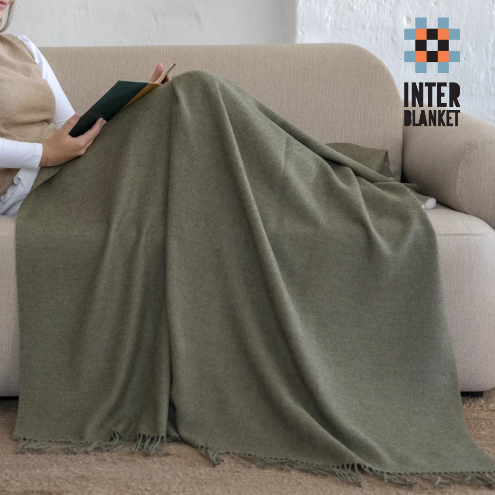 Луксозно Одеяло От 100% Бейби Алпака Вълна – Зелен | 130×180 См, 500 Г