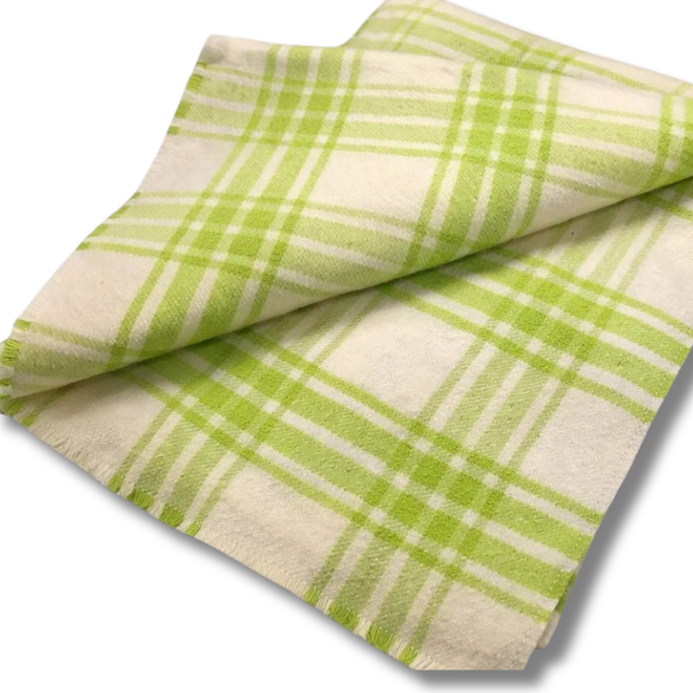 100% Памучно Одеяло 150X200 См – Бяло Със Зелен Десен, Меко И Дишащо