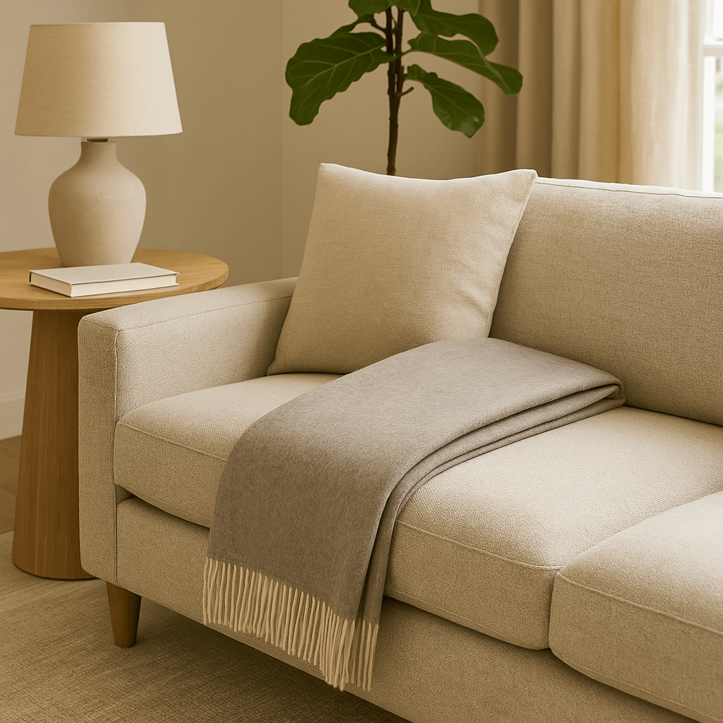 Luxury Cashmere & Merino Wool Blanket – 140X200 Cm | Natural Beige | Soft, Warm & Elegant