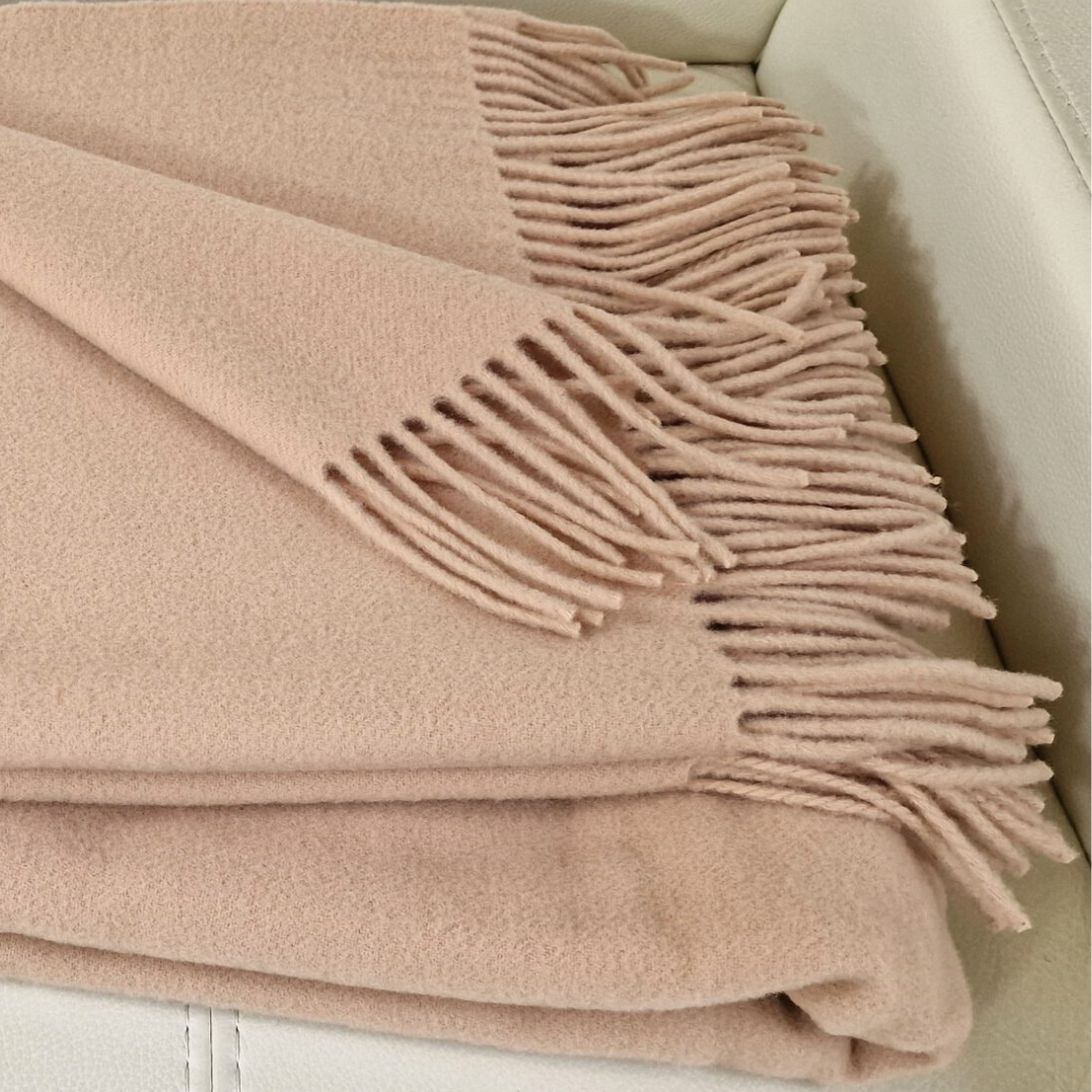 Elegant 100% Merino Wool Blanket – Soft & Warm (140X200 Cm, Camel Color)