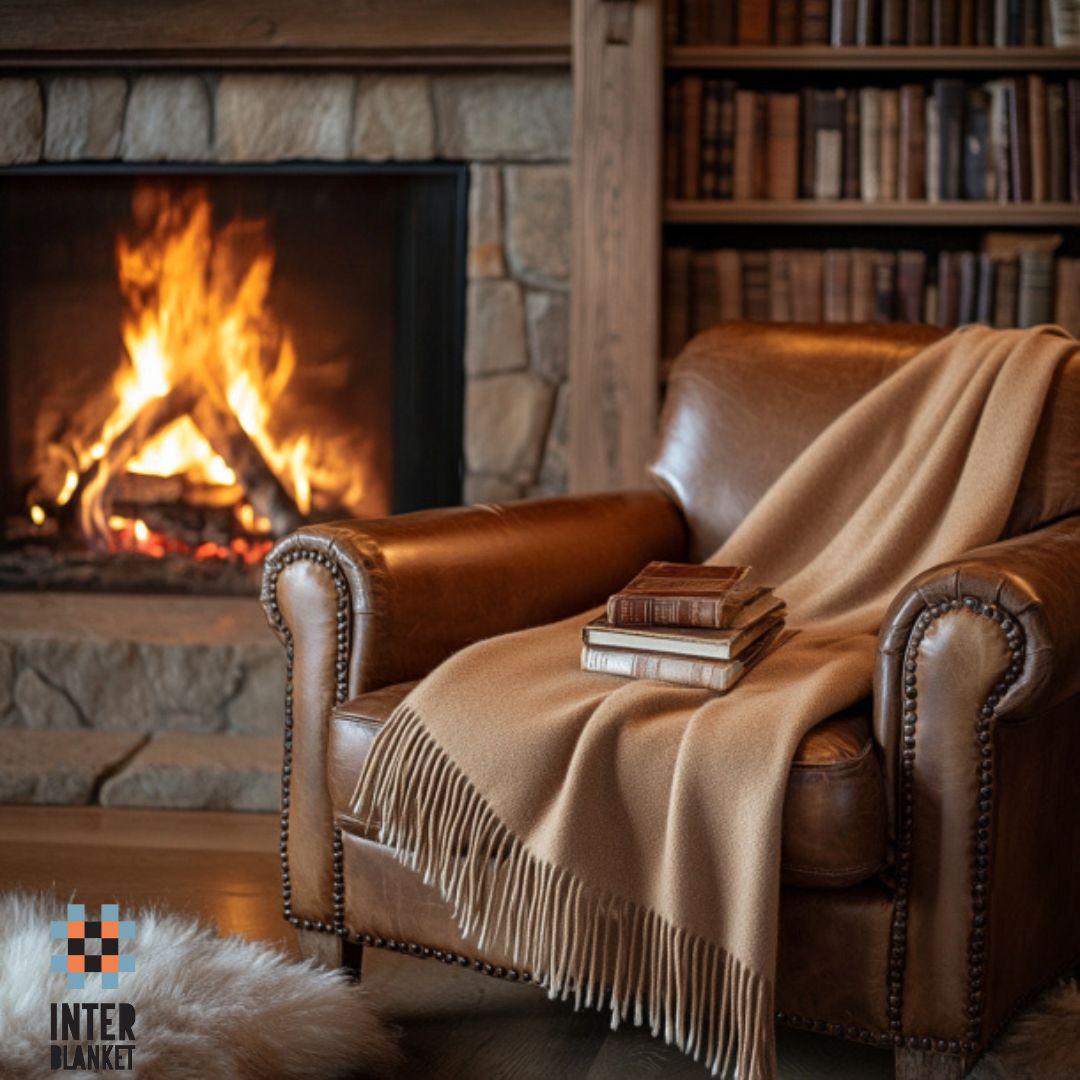 Elegant 100% Merino Wool Blanket – Soft & Warm (140X200 Cm, Camel Color)