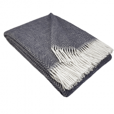 Wool Blanket “Herringbone” In Dark Grey And Cream – Luxury And Comfort For Your Home