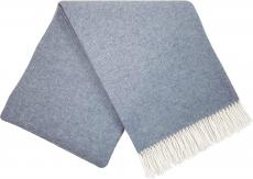 Cashmere Blanket – Herringbone – Soft Blue With Fringes – 140X200 Cm