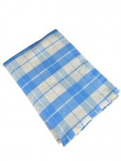 100% Cotton Plaid Blanket – 150X200 Cm, Soft & Breathable In Blue