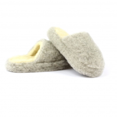 Zapatillas Mule De Lana 100% En Color Gris Claro