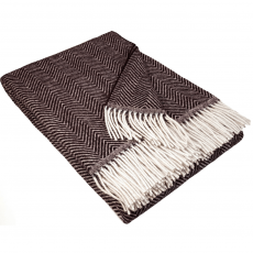 Brown Herringbone Wool Blanket – Soft & Warm