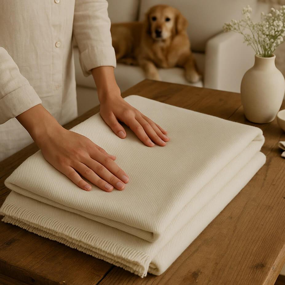 100% Merino Wool Blanket - Natural Color, 150X200 Cm