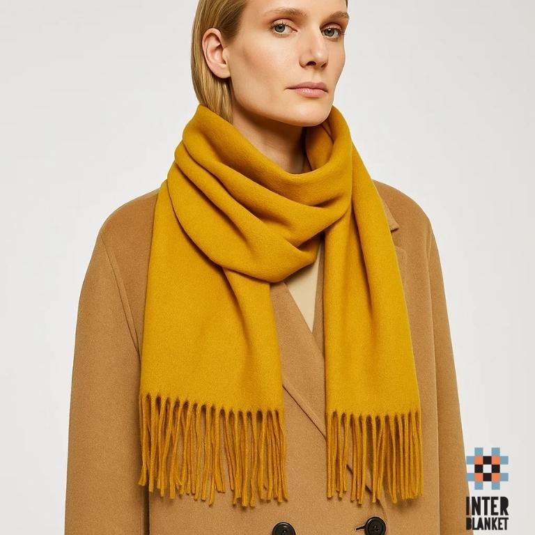 Merino Wool Scarf In Mustard Yellow: Elegance And Comfort Combined