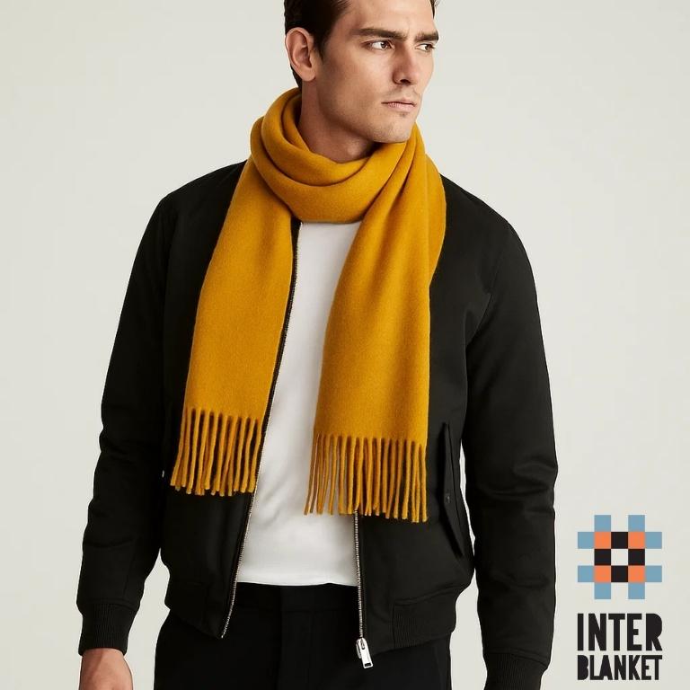 Merino Wool Scarf In Mustard Yellow: Elegance And Comfort Combined