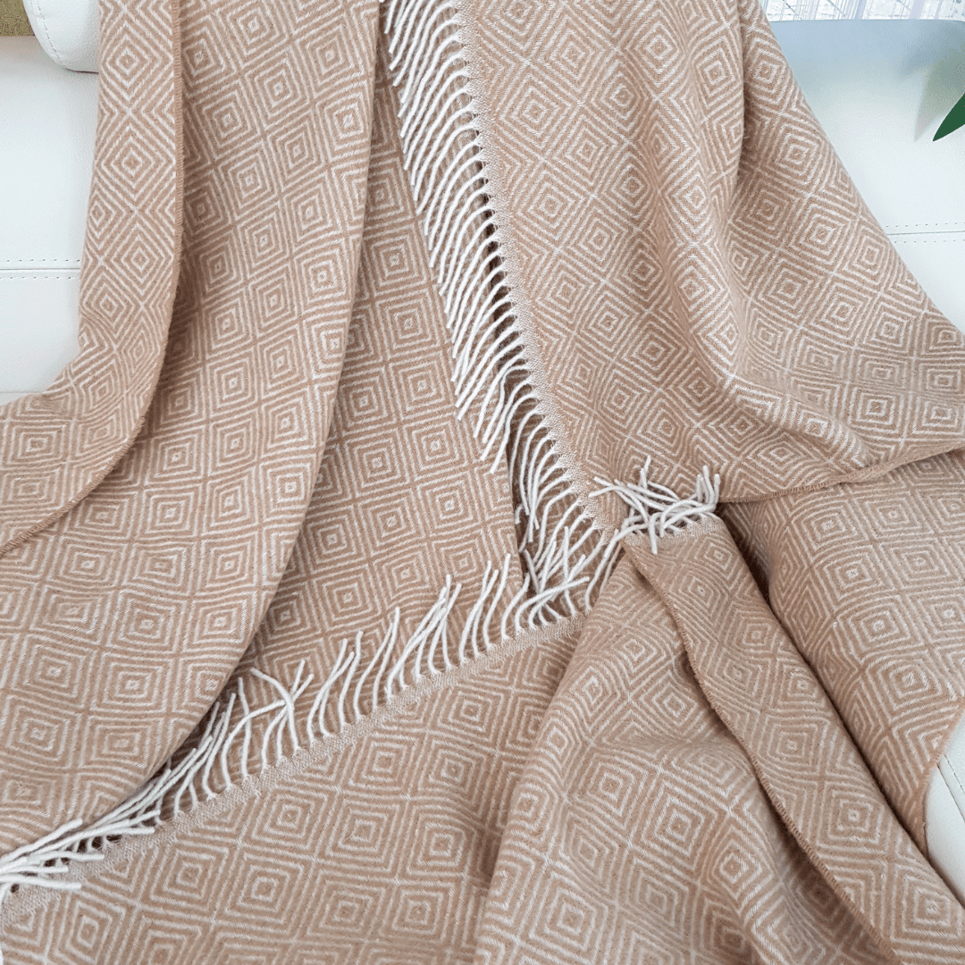 Natural Wool Blanket Throw Verona Style