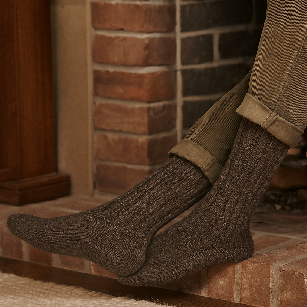 100% Wool Home Socks – Brown, Warm, Soft & Naturally Breathable