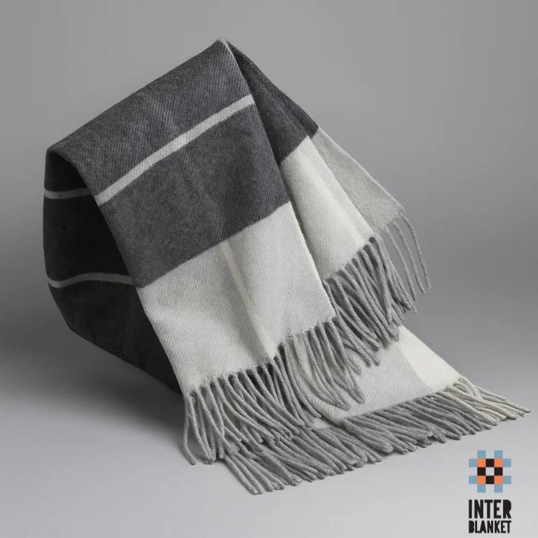 Cashmere-Merino Wool Scarf In Elegant Grey Stripes