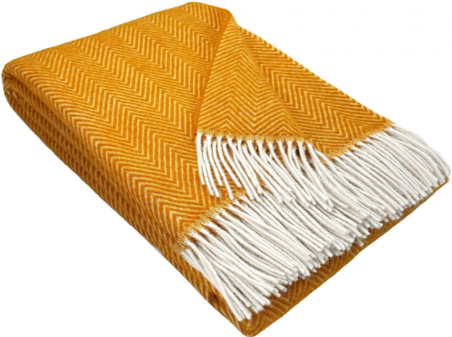 Wool Blanket “Herringbone” In Orange – Softness, Warmth And Style For Your Home