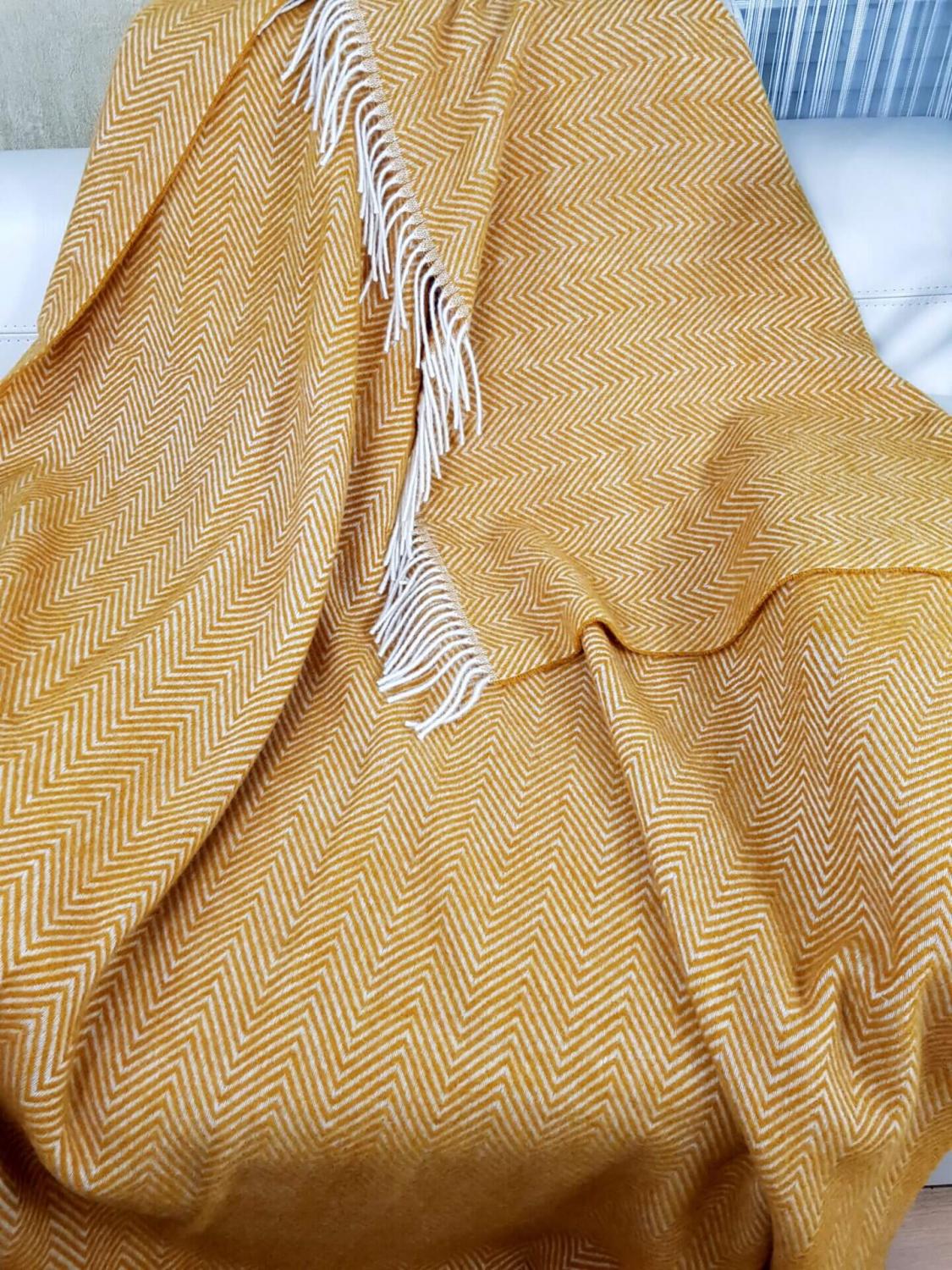 Wool Blanket “Herringbone” In Orange – Softness, Warmth And Style For Your Home