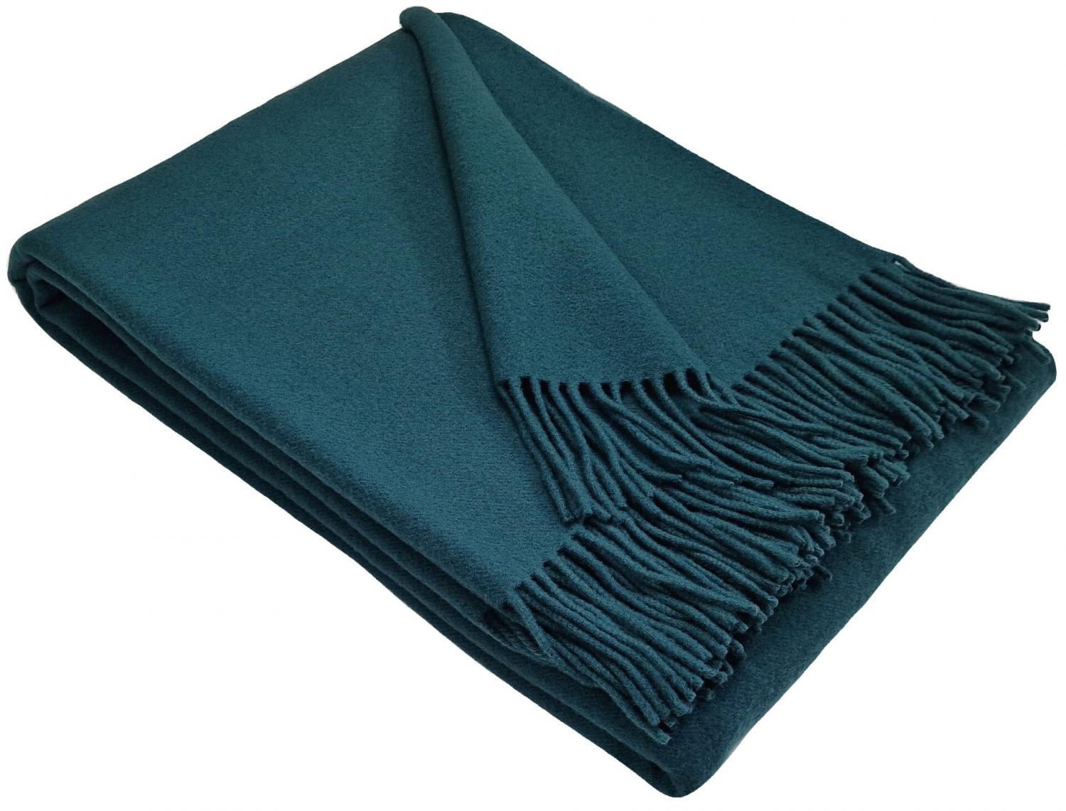 Luxury 100% Merino Wool Blanket With Fringe - Dark Green, 150X200 Cm, Super Soft And Warm