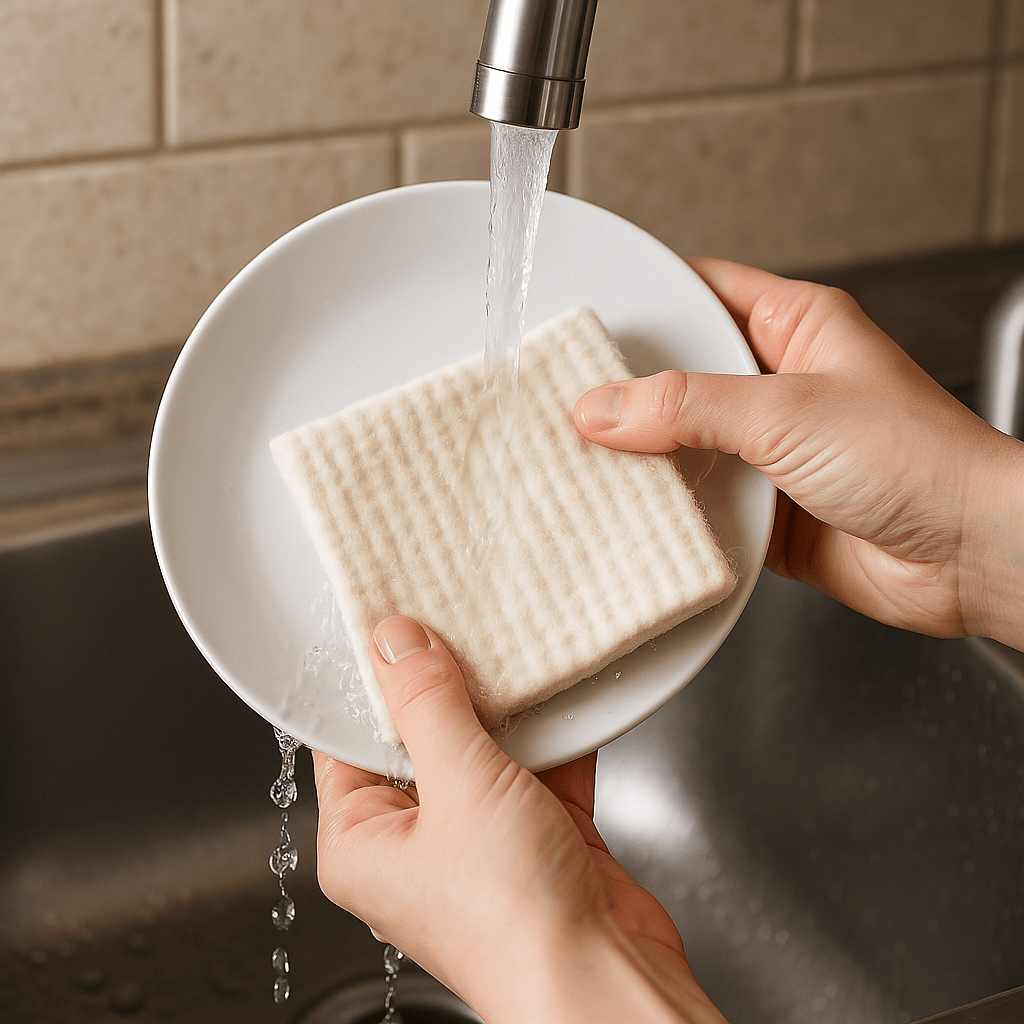 Natural Wool Sponges – 4 Pack | Eco-Friendly & Biodegradable Cleaning Pads