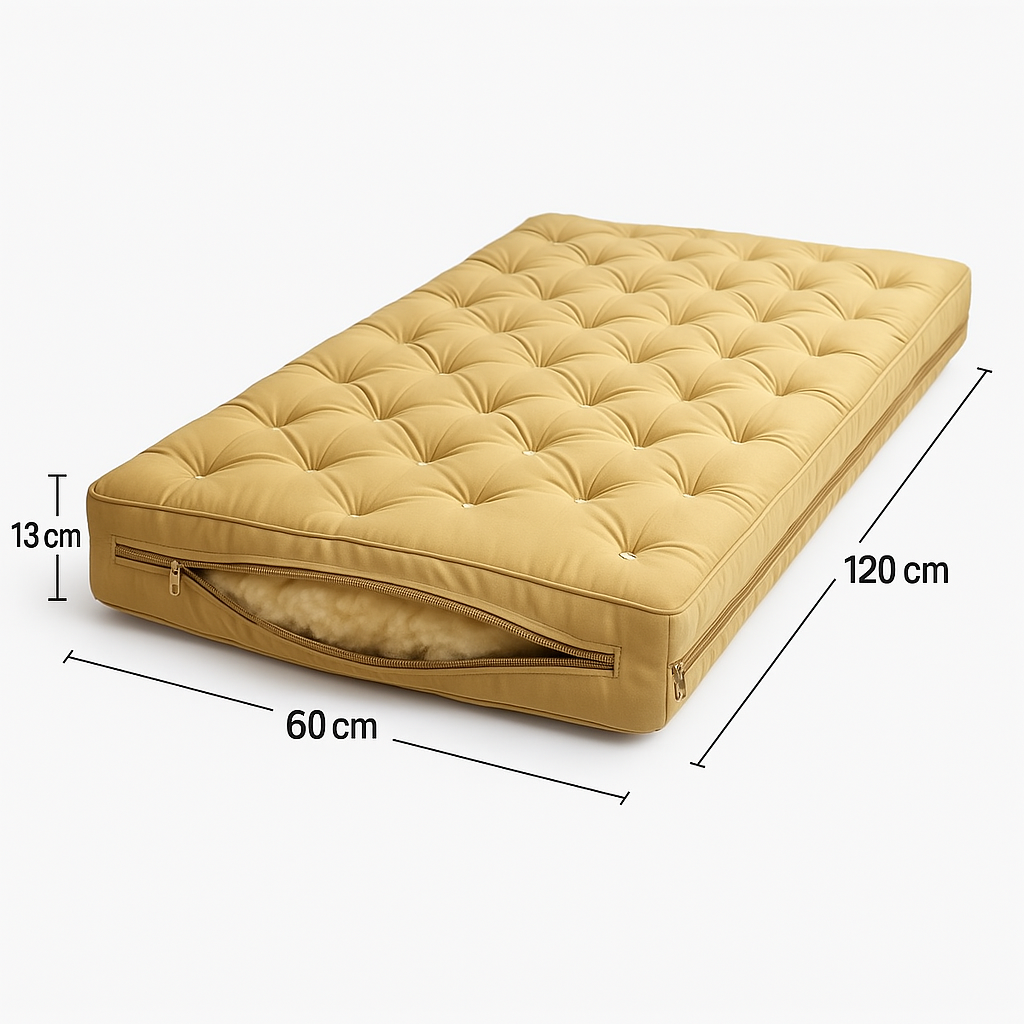 Бебешко Матраче С Пълнеж 100% Вълна 60/120 См Височина 13 См.