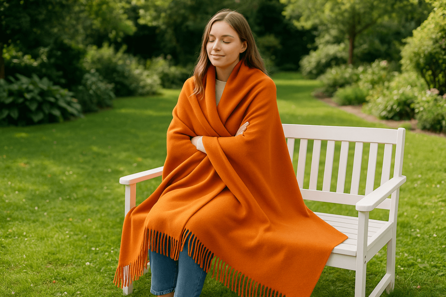 100% Merino Wool Blanket Orange 150X200 Cm