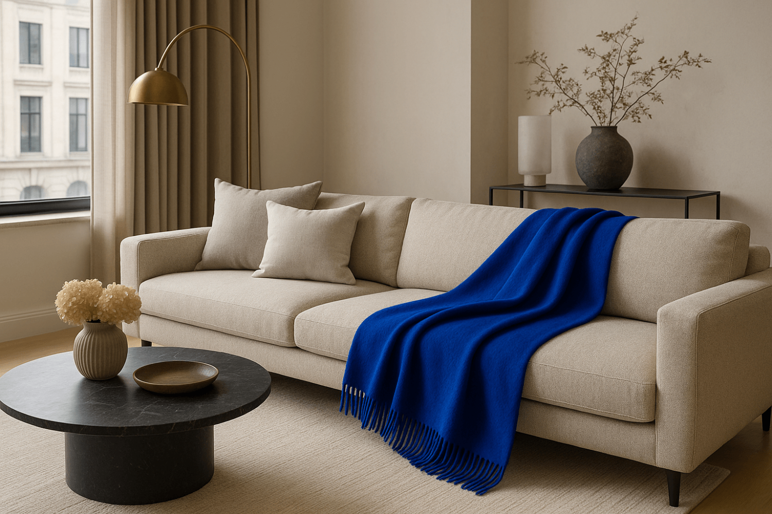 Кралскосиньо Одеяло От 100% Мерино Вълна 150X200 См