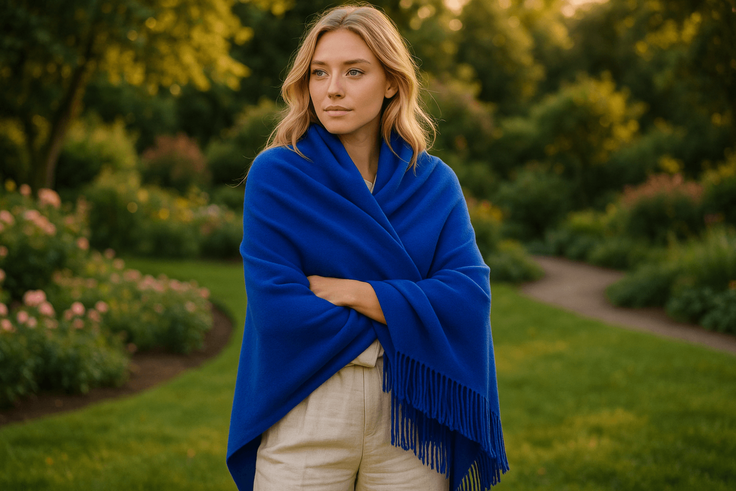 Кралскосиньо Одеяло От 100% Мерино Вълна 150X200 См