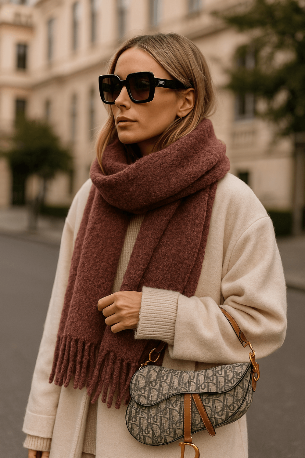 100% Merino Wool Long Scarf – Timeless Elegance In Burgundy
