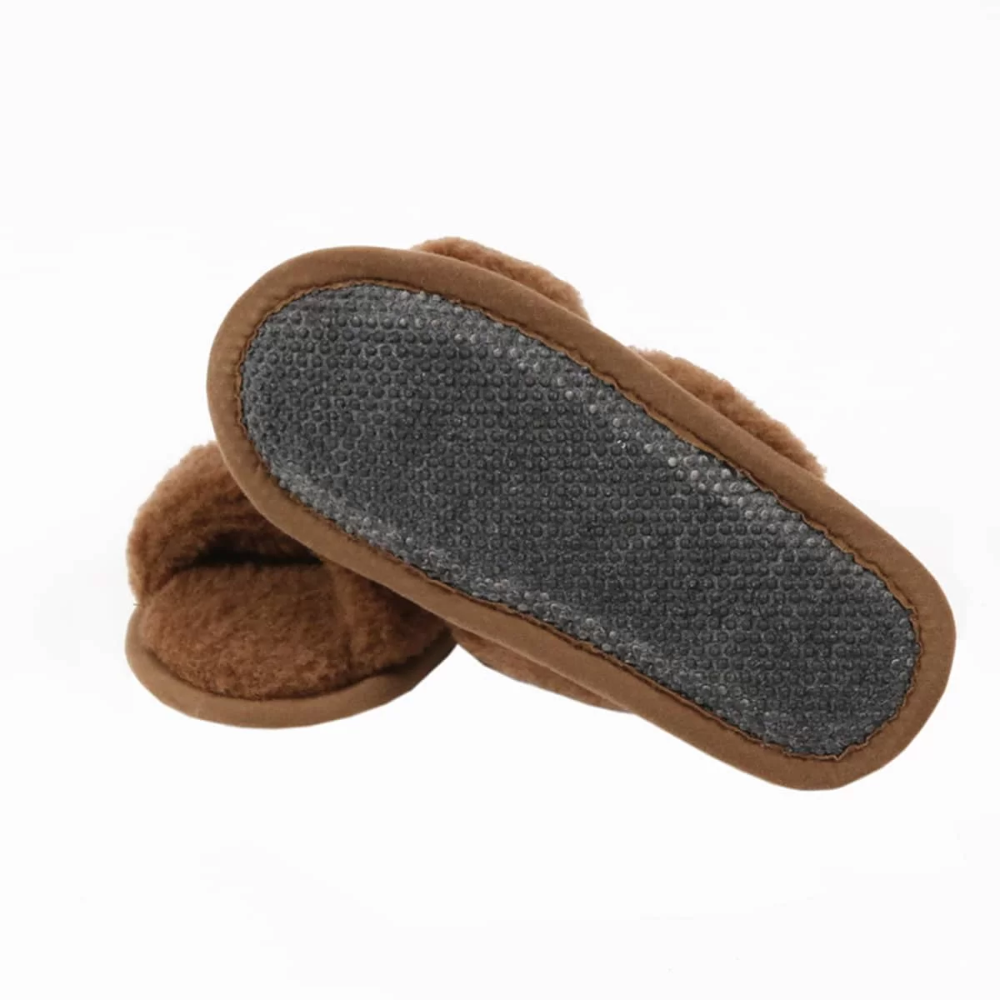 Вълнени Пантофи С Отворен Връх – Кафяви