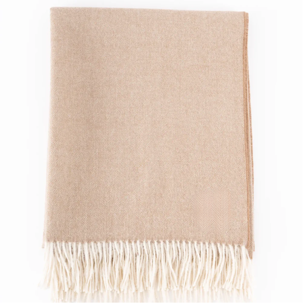 Луксозно Одеяло От 100% Бейби Алпака Вълна – Бежов | 130×180 См, 500 Г