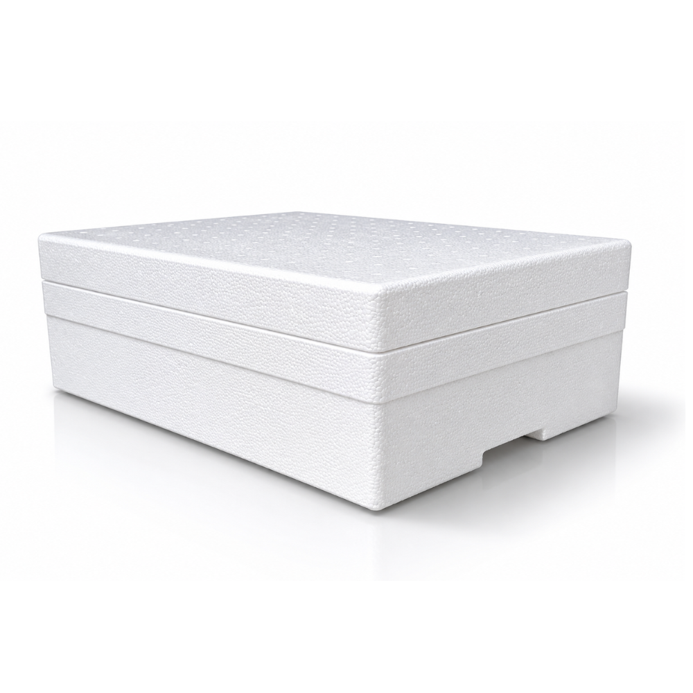 Средна Стиропорена Кутия С Капак 50X35X15 См – Eps Термоизолираща Кутия За Храна И Студен Транспорт