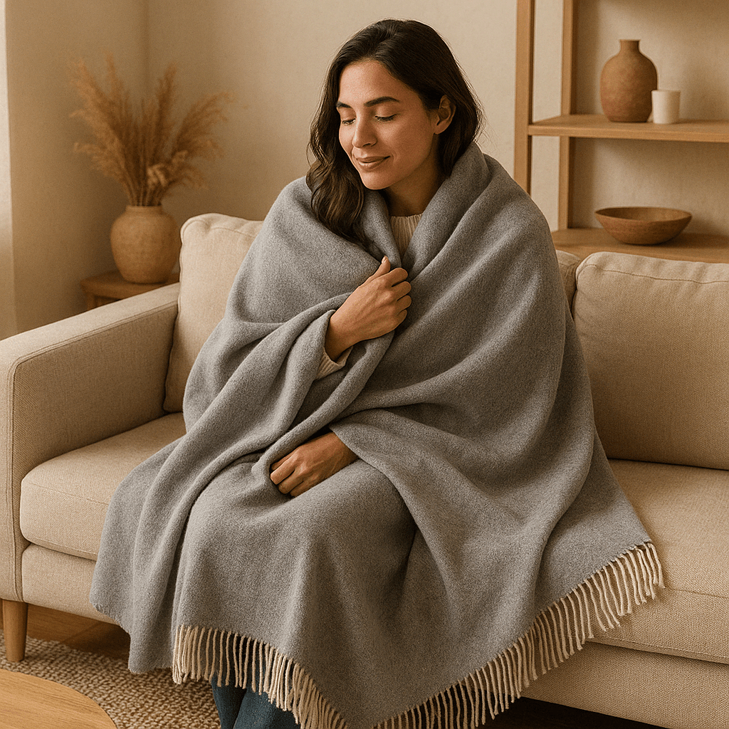 Луксозно Кашмирено Одеяло В Светлосиво – 140X200 См | Меко, Топло И С Елегантни Ресни