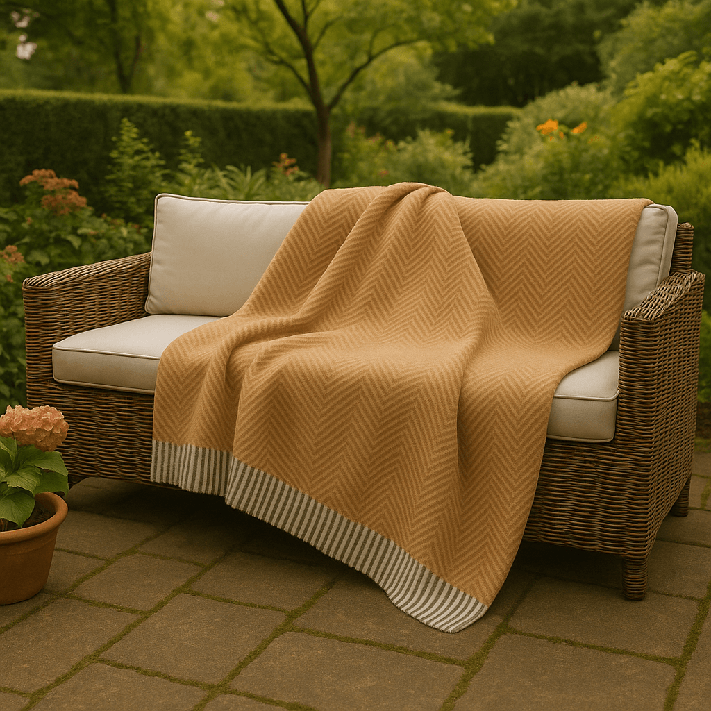 Светлокафяво Вълнено Одеяло С Десен „Рибена Кост“ – Мекота, Стил И Уют За Вашия Дом